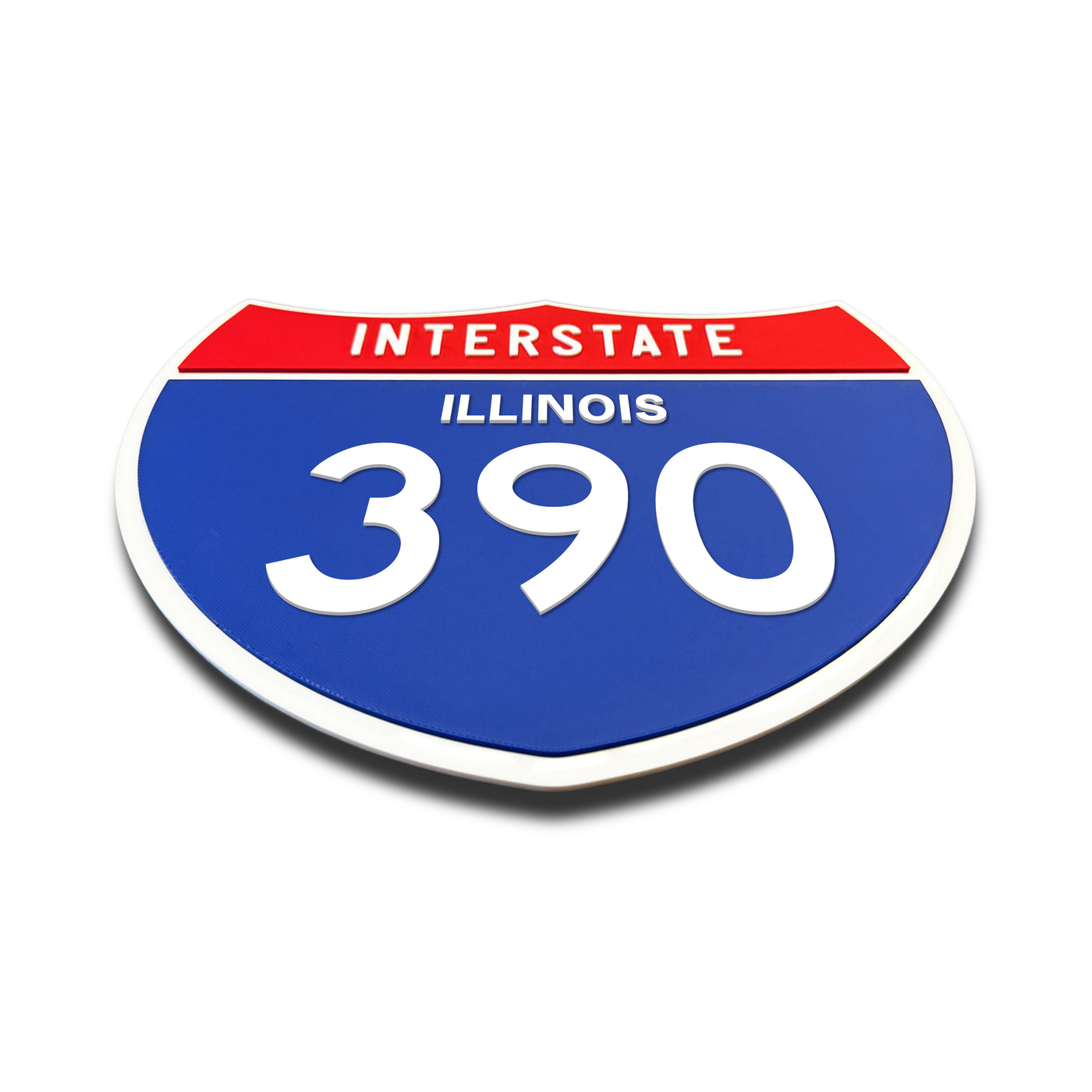 Interstate 390 – Illinois road sign replica flat view