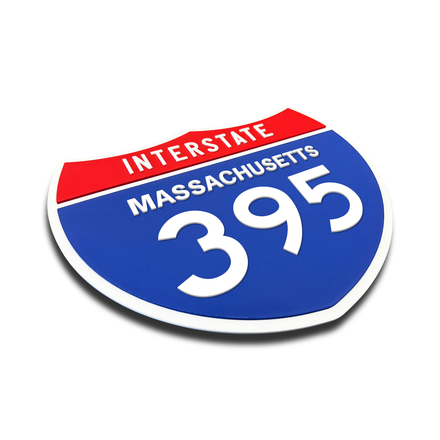 Interstate 395 – Massachusetts road sign replica three-quarter view