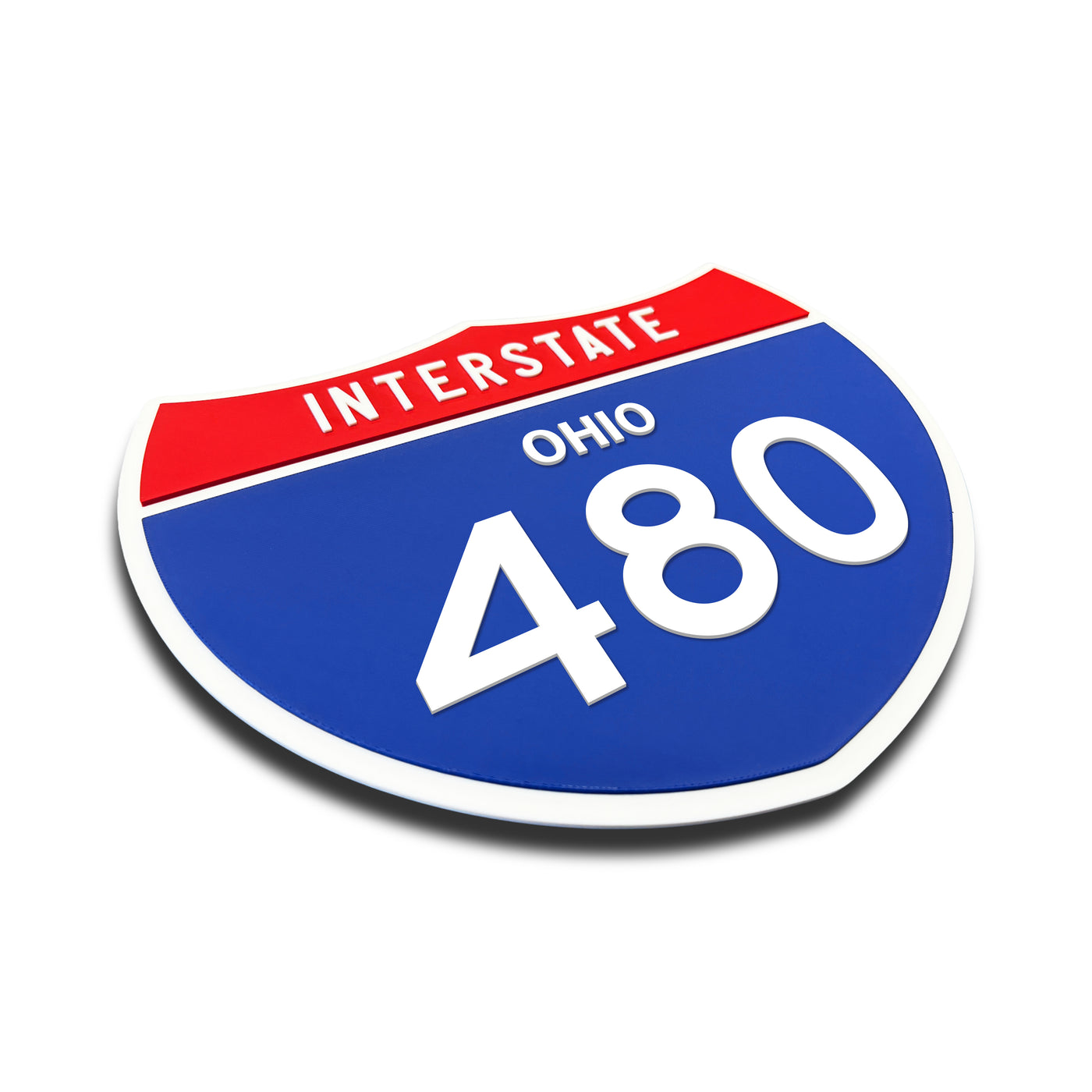 Interstate 480 – Ohio road sign replica three-quarter view