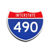 Interstate 490 Number Only road sign replica front view