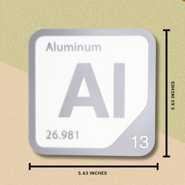 ALUMINUM Periodic Table Tile – Educational Wall Art for Science Lovers, 5.6 x 5.6 Inches