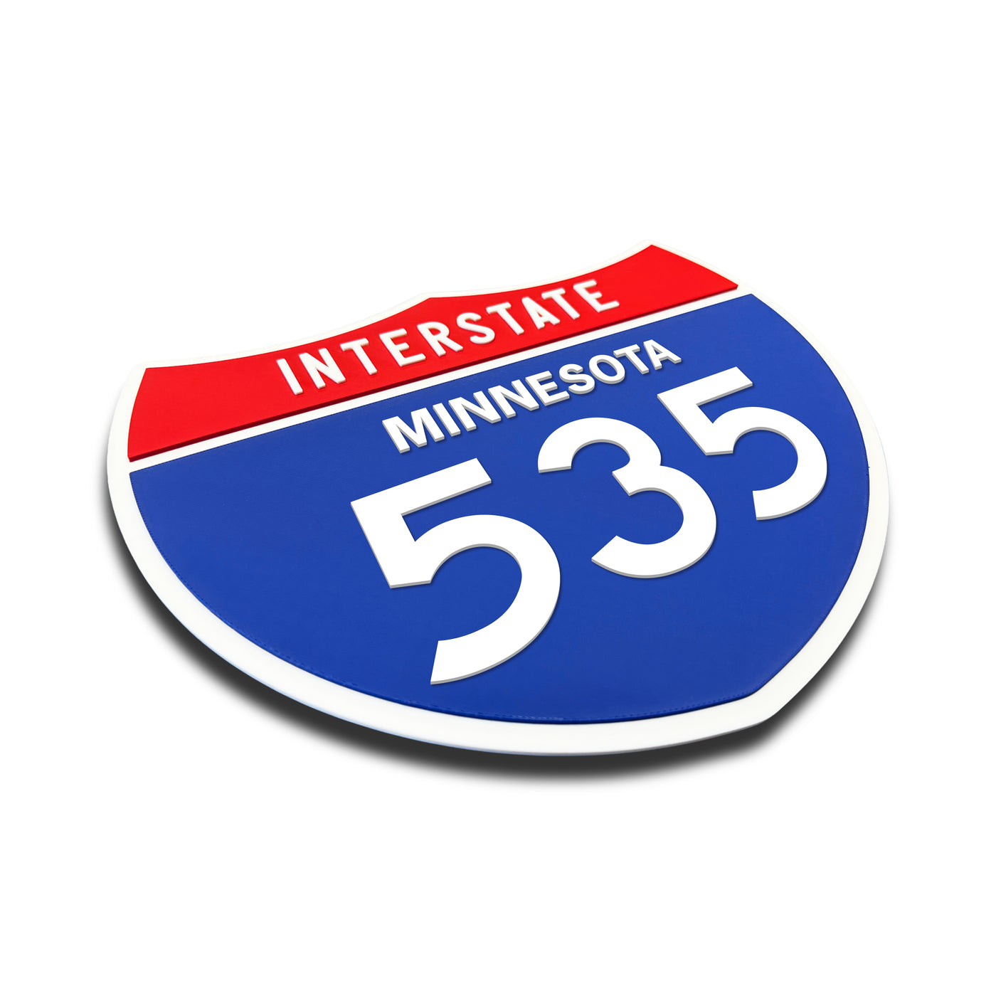 Interstate 535 – Minnesota road sign replica three-quarter view
