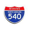 Interstate 540 North Carolina road sign replica front view
