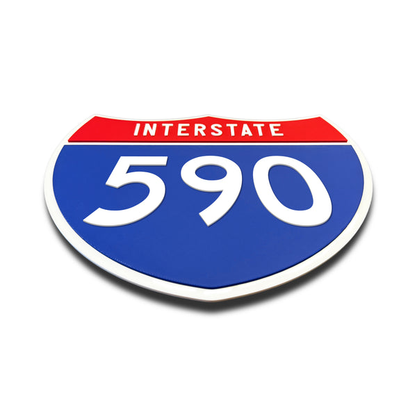 Interstate 590 Number Only road sign replica flat view