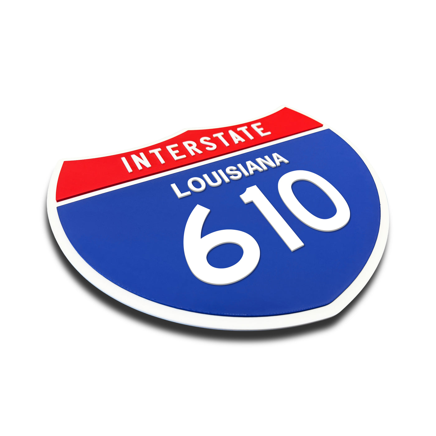 Interstate 610 – Louisiana road sign replica three-quarter view