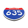 Interstate 635 Number Only road sign replica flat view