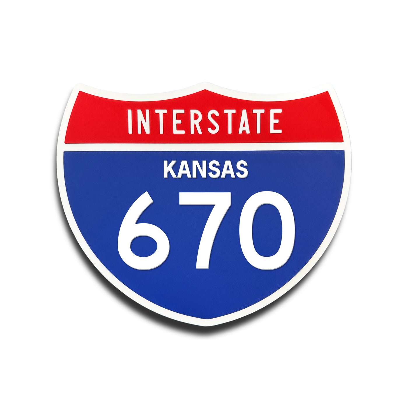 Interstate 670 Kansas road sign replica front view
