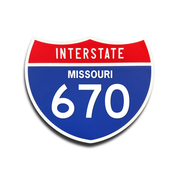 Interstate 670 Missouri road sign replica front view