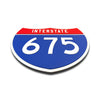 Interstate 675 Number Only road sign replica flat view