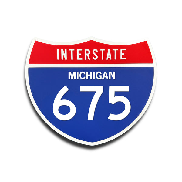 Interstate 675 Michigan road sign replica front view