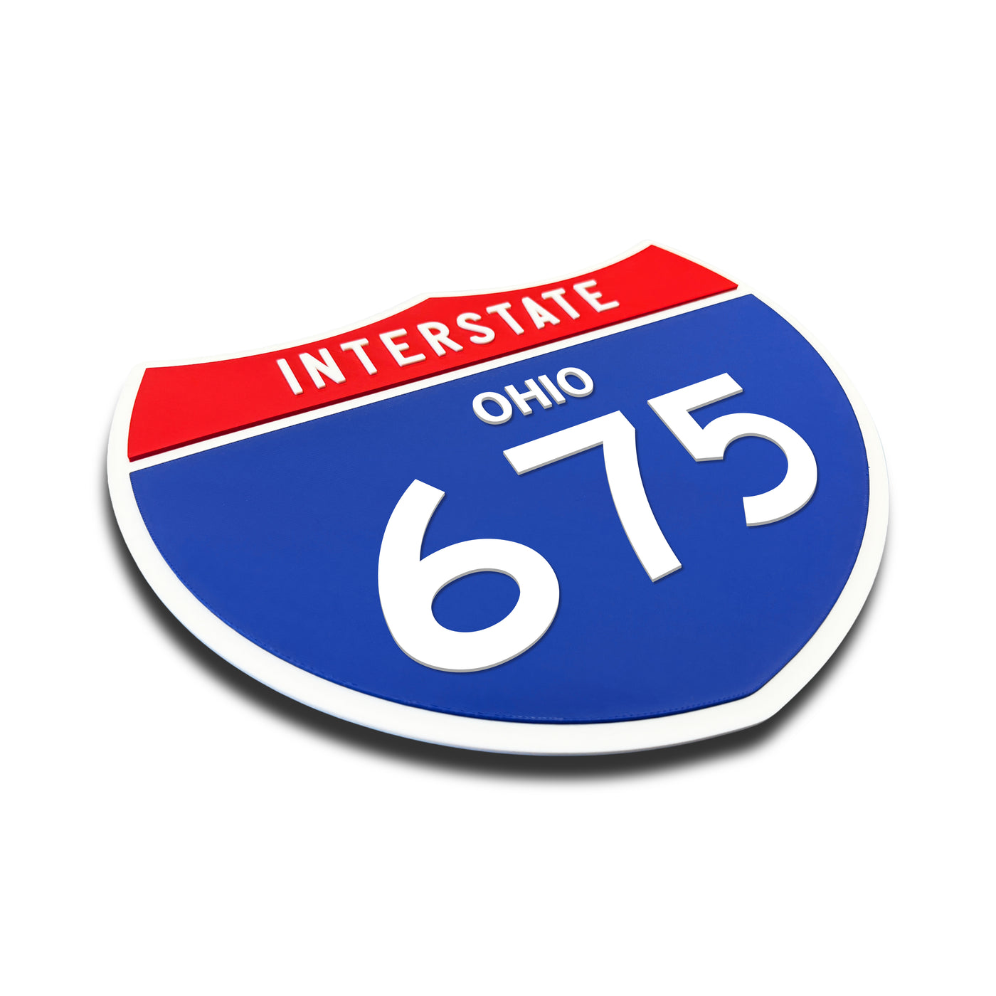 Interstate 675 – Ohio road sign replica three-quarter view