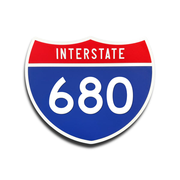 Interstate 680 Number Only road sign replica front view