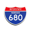 Interstate 680 Nebraska road sign replica front view
