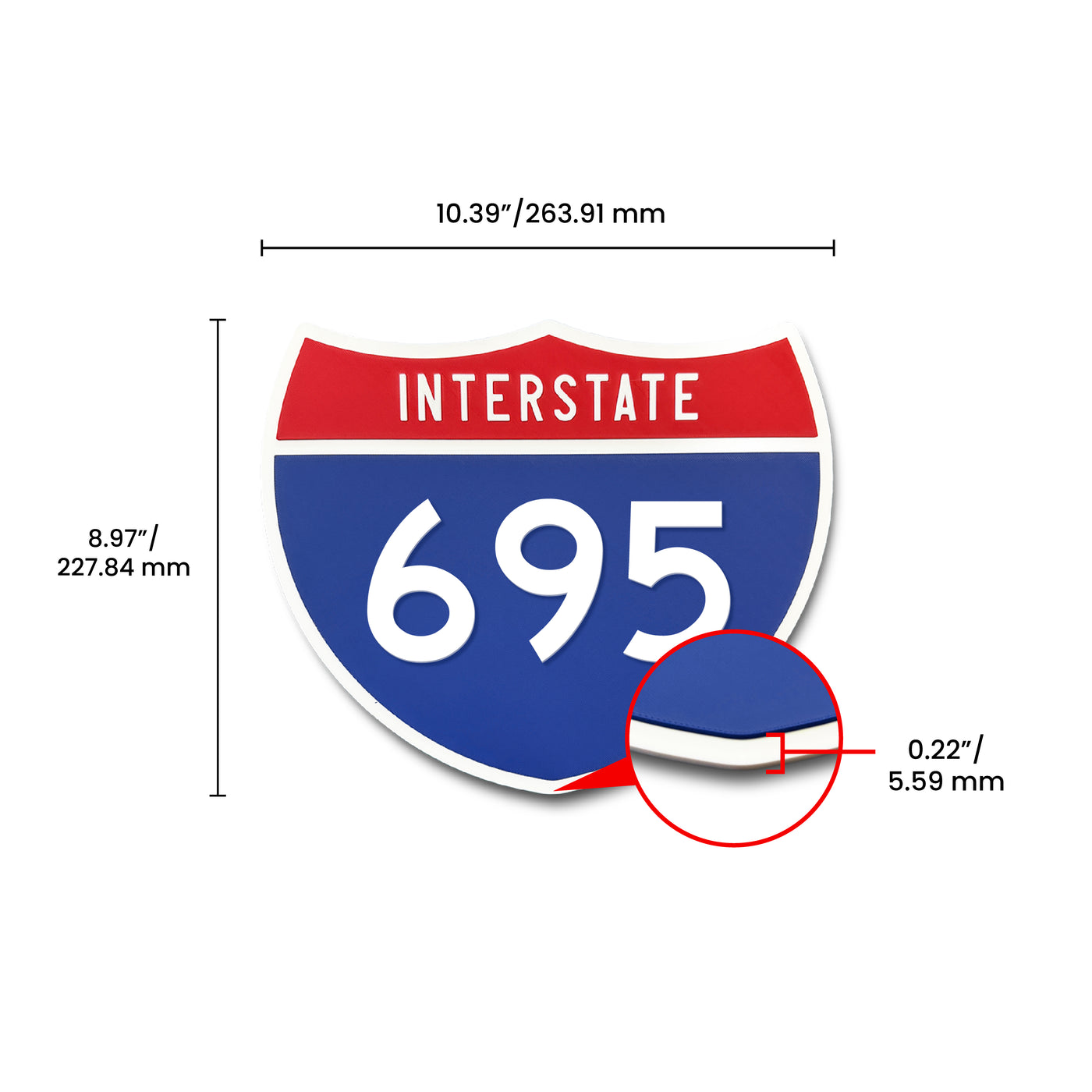 Interstate 695 Number Only road sign replica dimension view