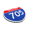 Interstate 705 Number Only road sign replica three quarter view
