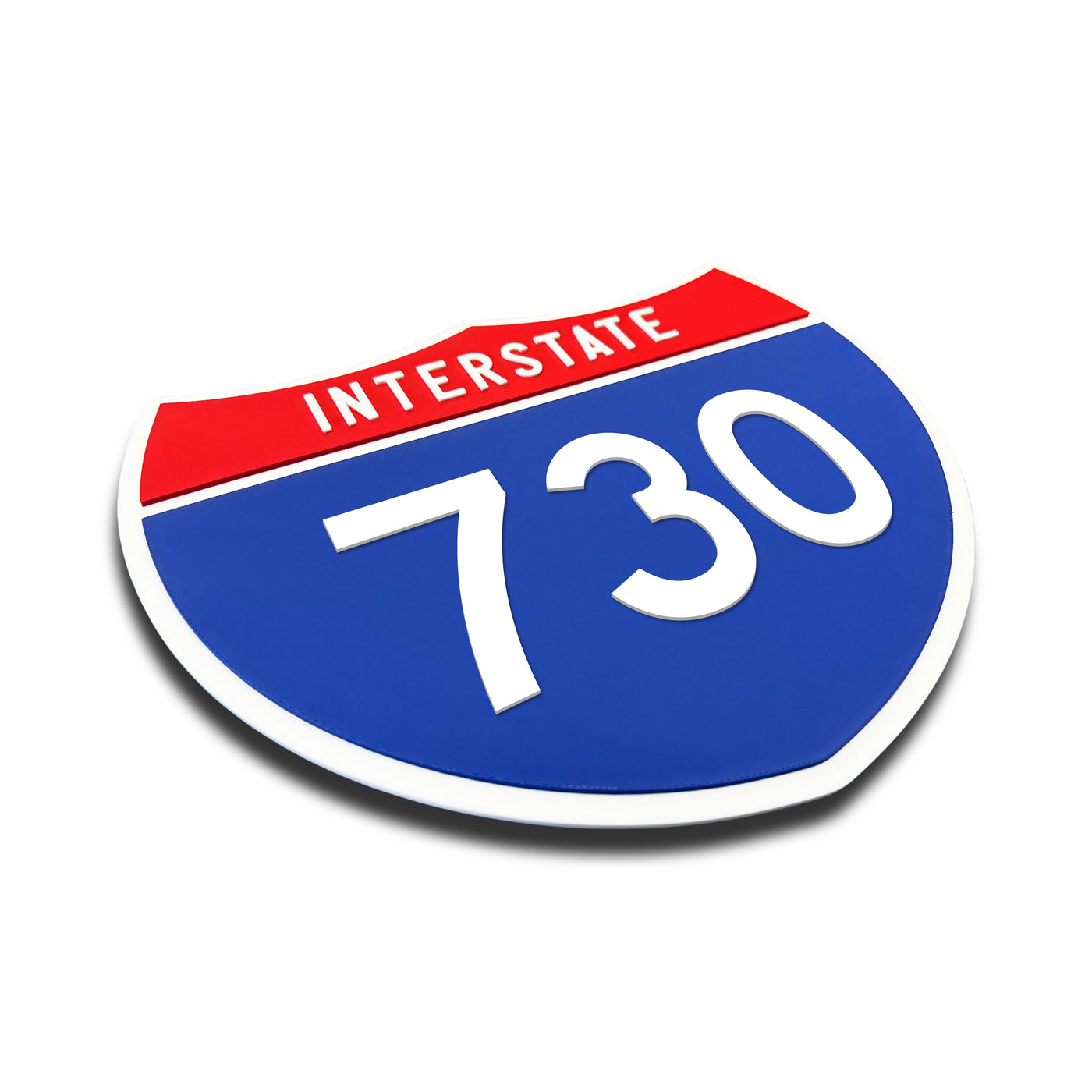 Interstate 730 Number Only road sign replica three quarter view