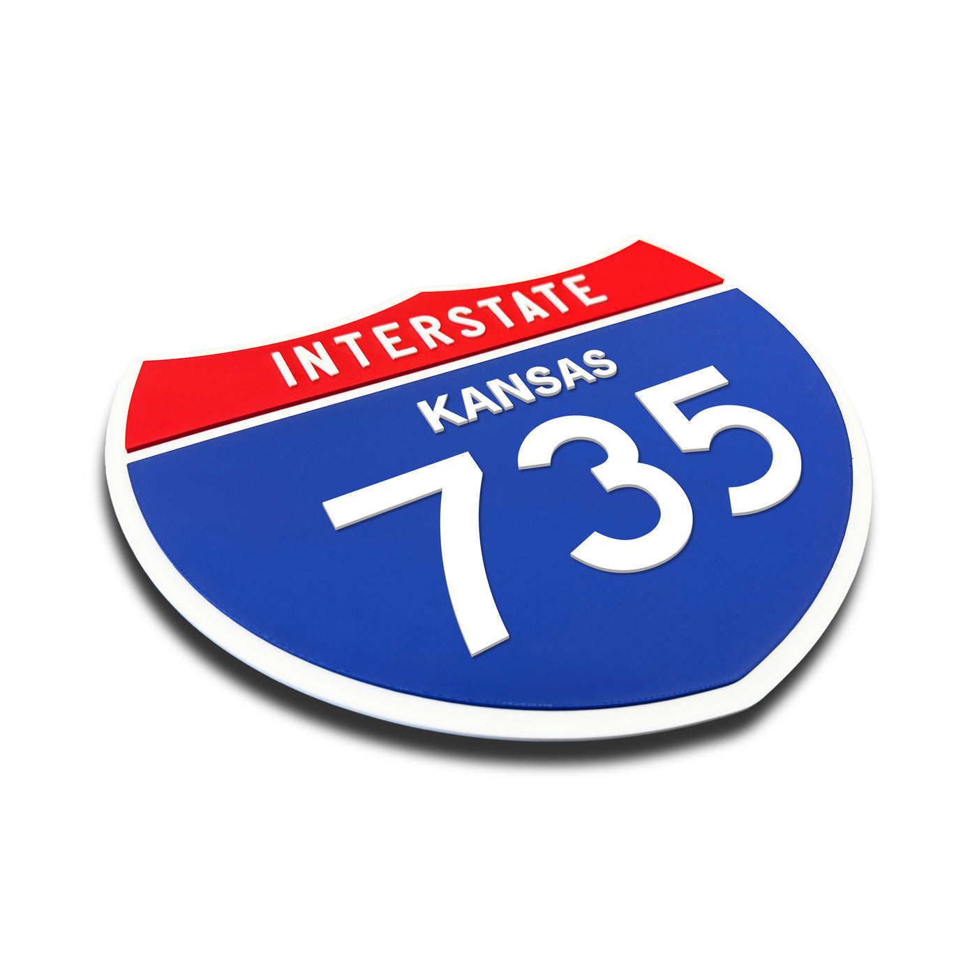 Interstate 735 – Kansas road sign replica three-quarter view