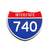Interstate 740 Number Only road sign replica front view