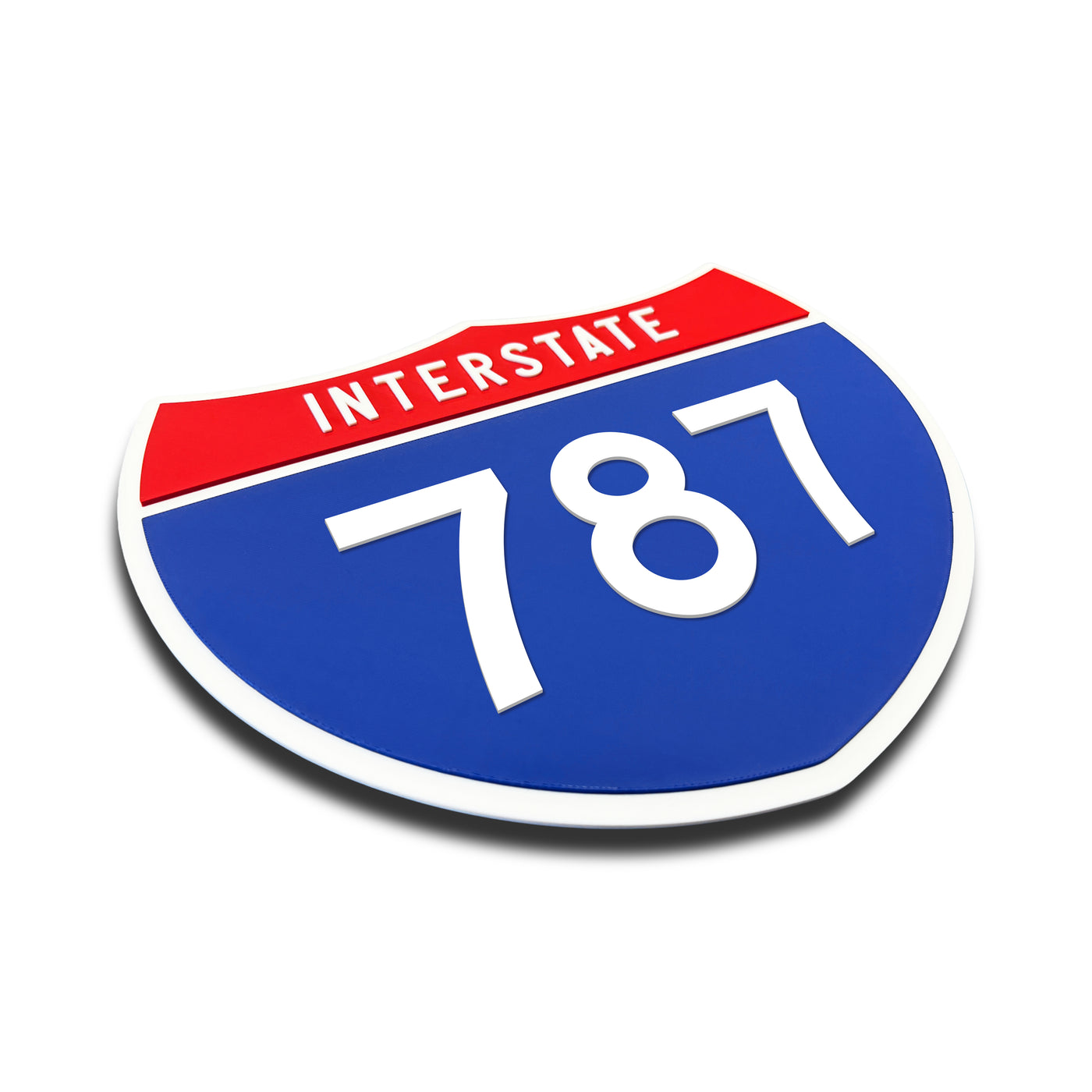 Interstate 787 Number Only road sign replica three quarter view