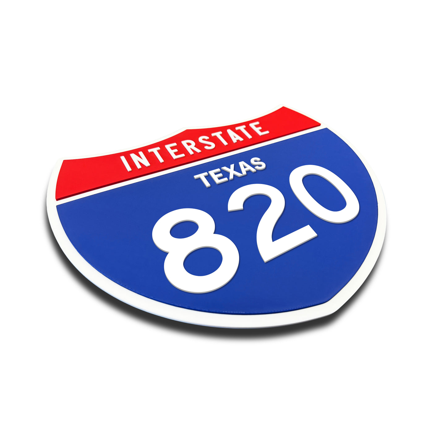 Interstate 820 – Texas road sign replica three-quarter view