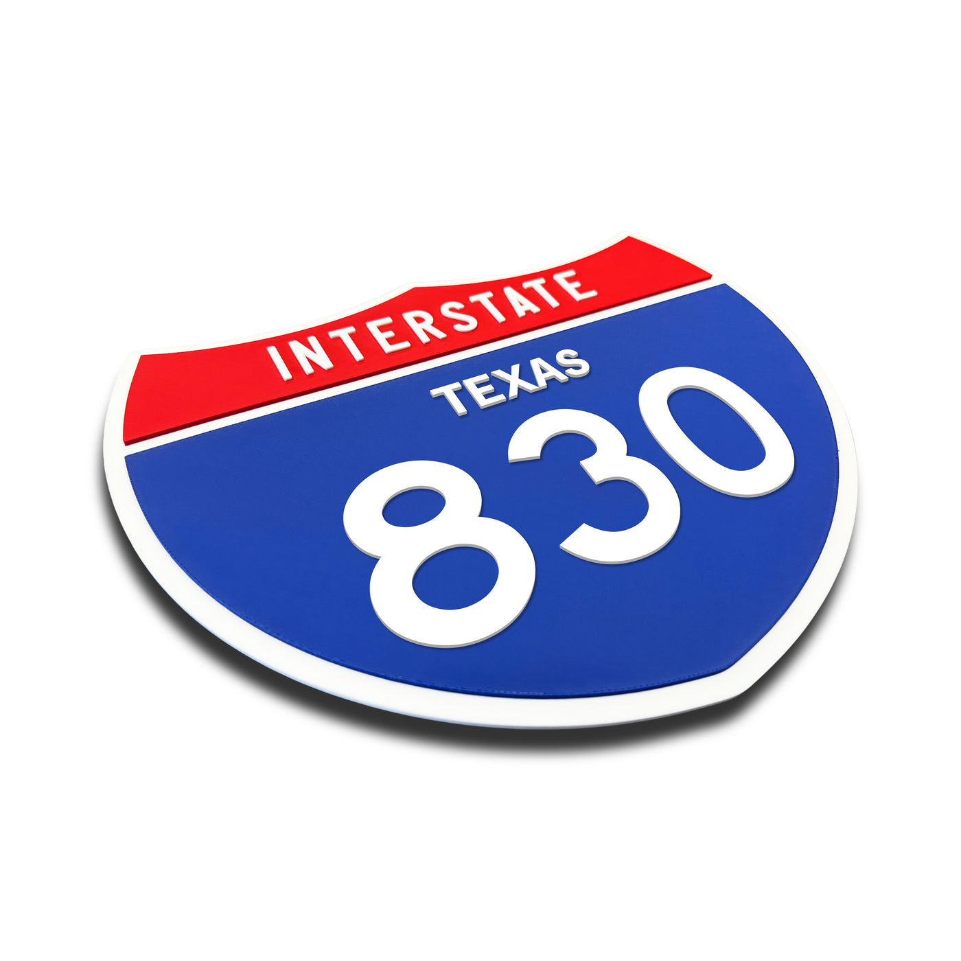 Interstate 830 – Texas road sign replica three-quarter view