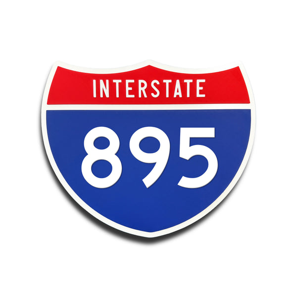 Interstate 895 Number Only road sign replica front view