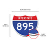 Interstate 895 Number Only road sign replica dimension view