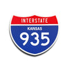 Interstate 935 Kansas road sign replica front view