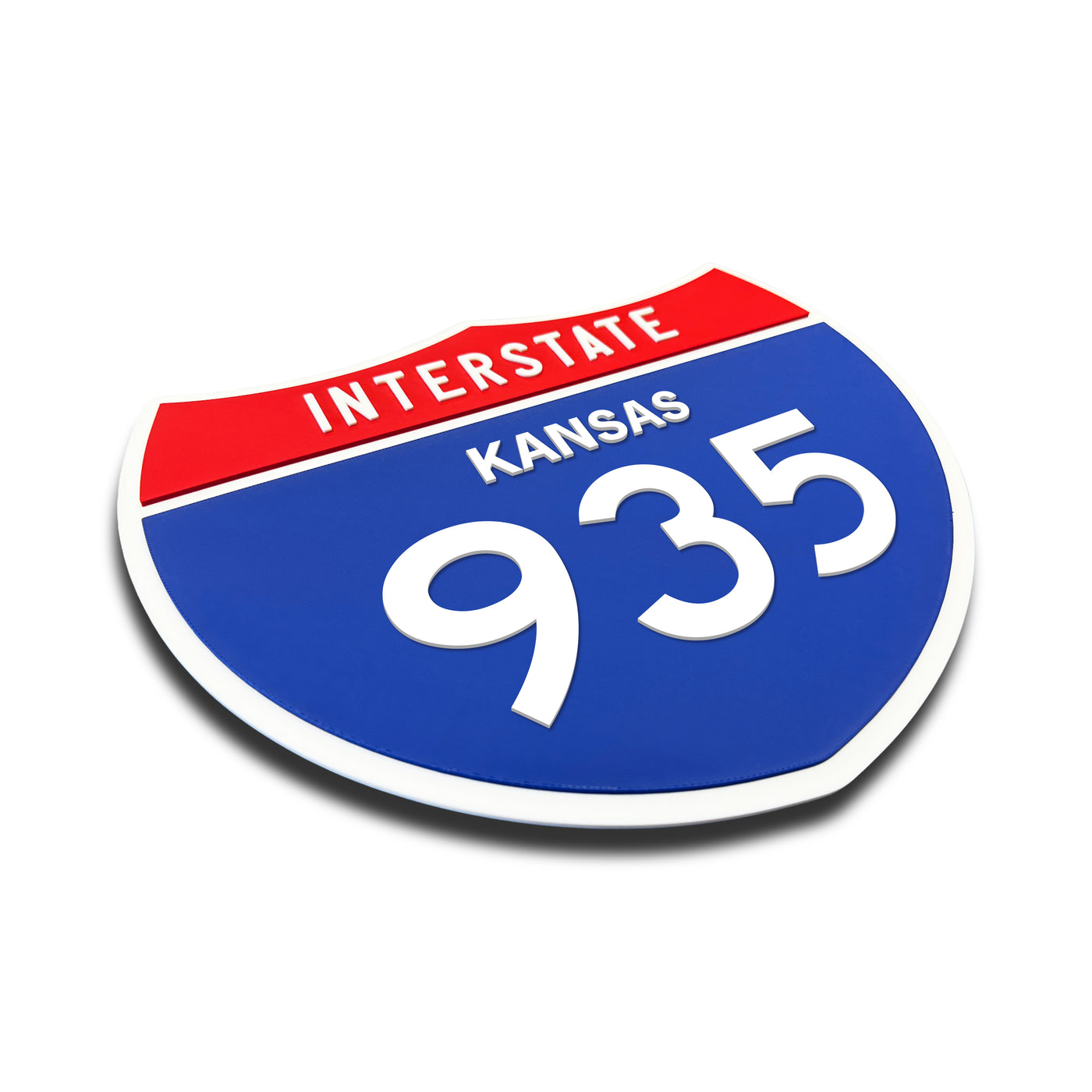 Interstate 935 – Kansas road sign replica three-quarter view