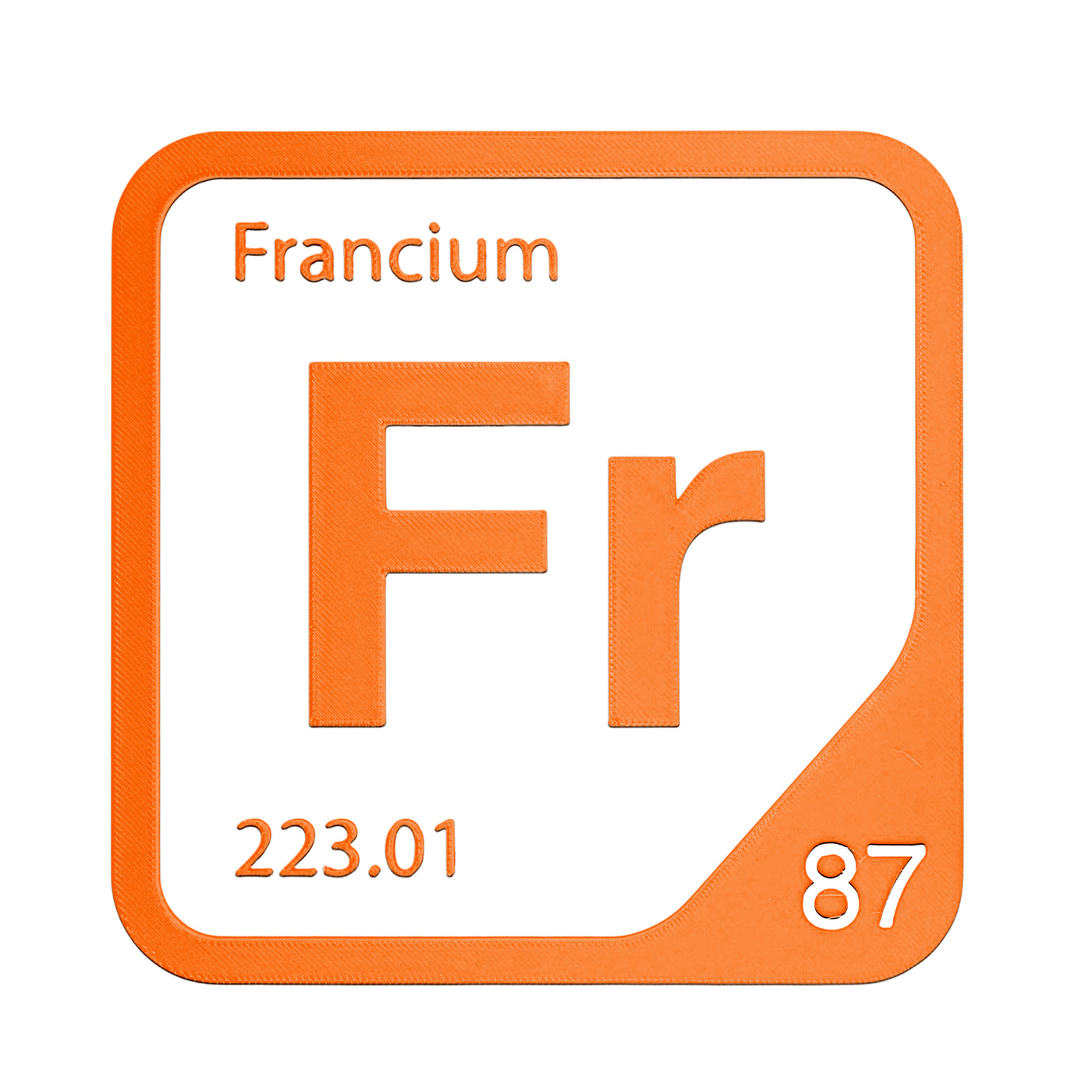Francium periodic table Elemental Tile in Orange