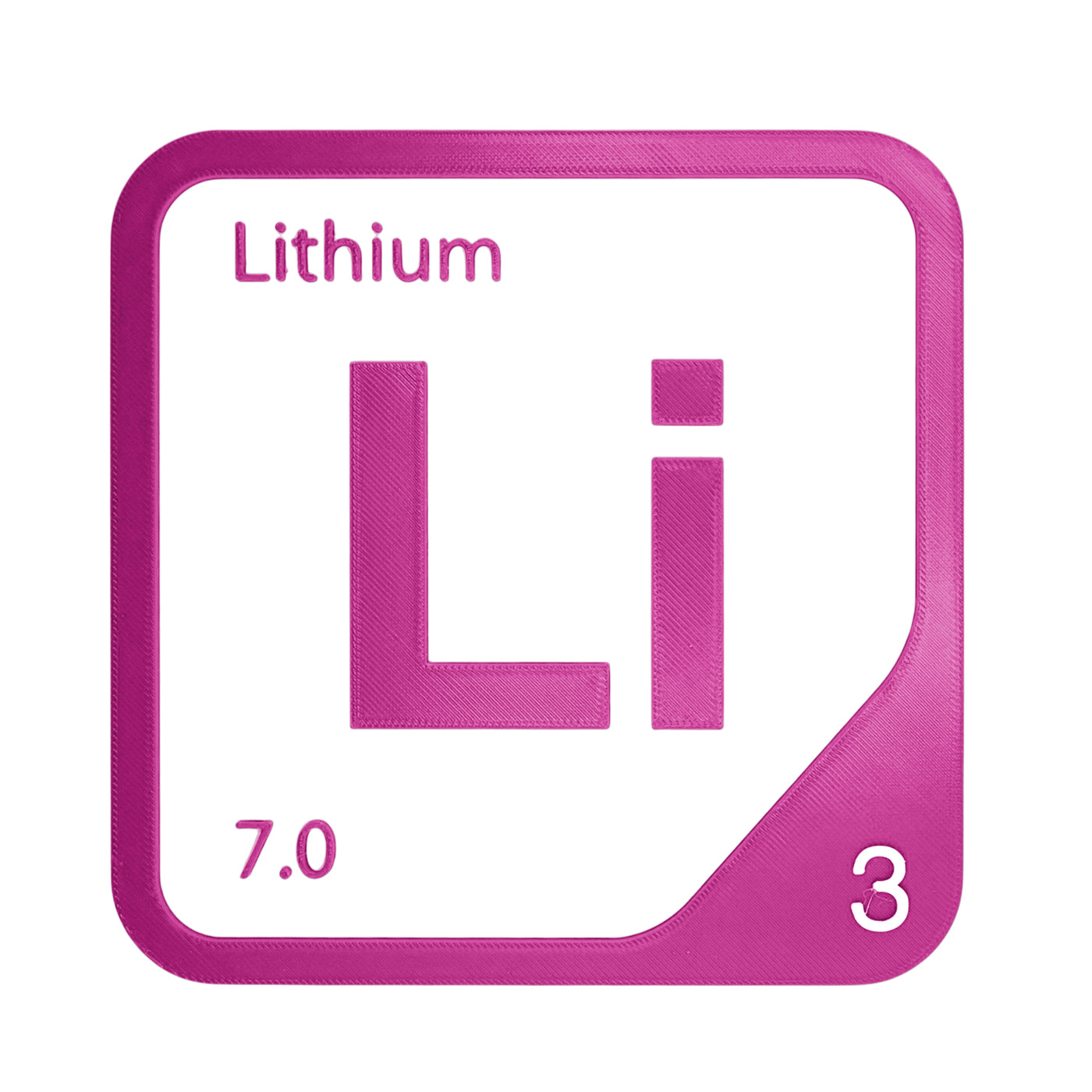 Lithium periodic table Elemental Tile in Magenta
