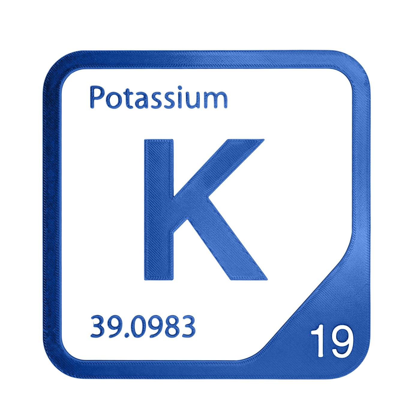 Potassium periodic table Elemental Tile in Blue