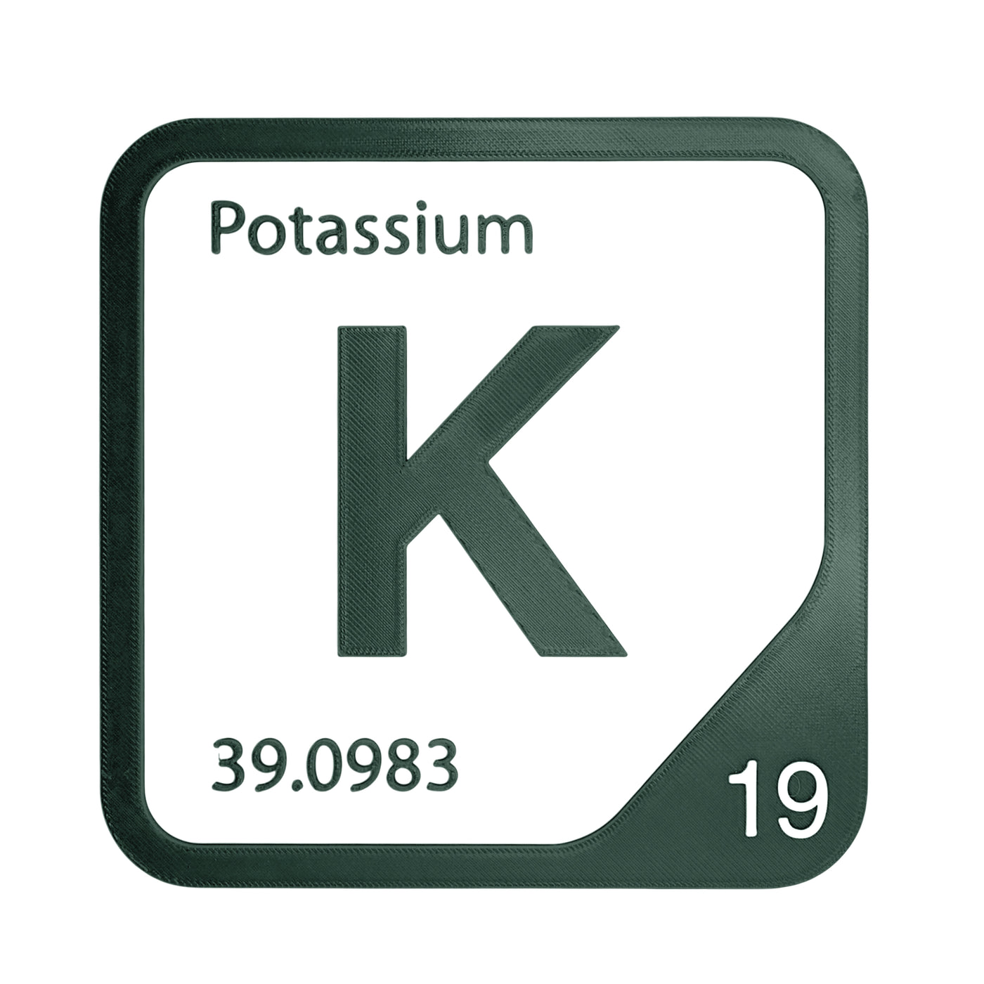 Potassium periodic table Elemental Tile in Forest Green