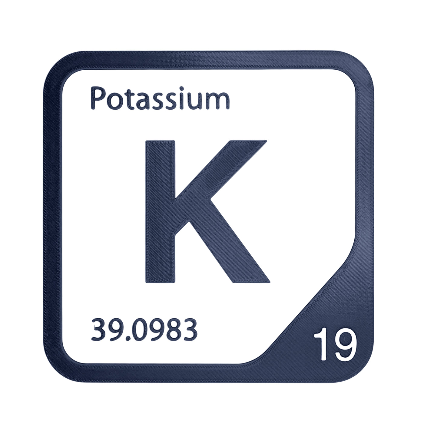 Potassium periodic table Elemental Tile in Navy Blue
