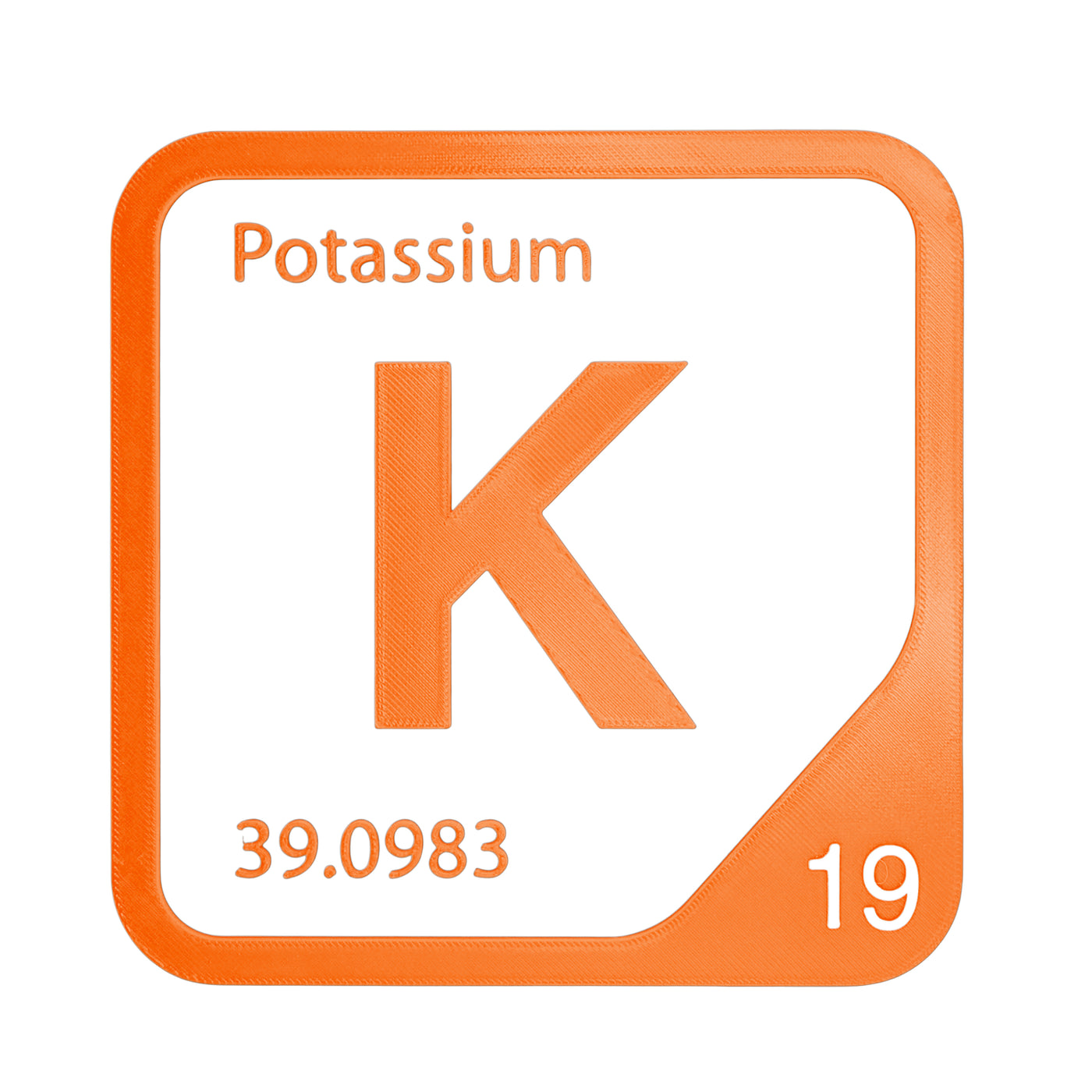 Potassium periodic table Elemental Tile in Orange