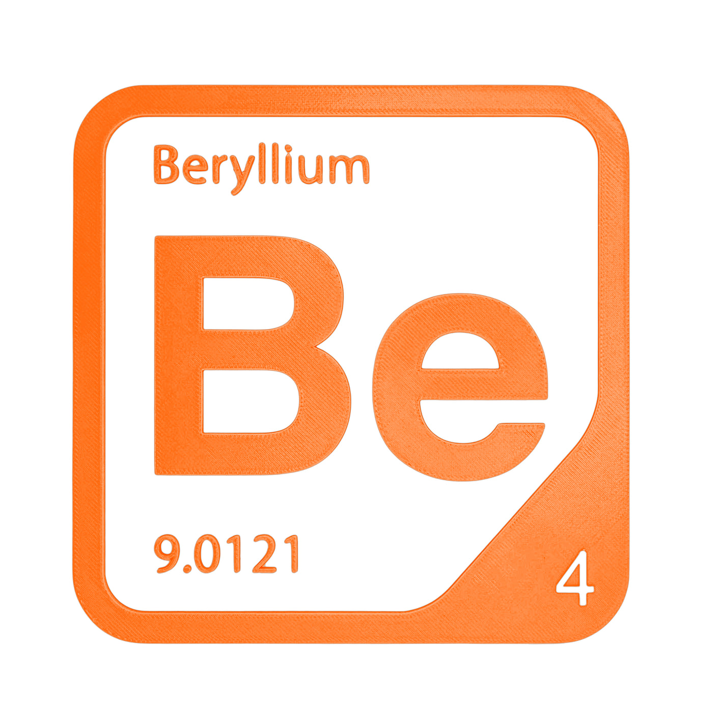 Beryllium periodic table Elemental Tile in Orange