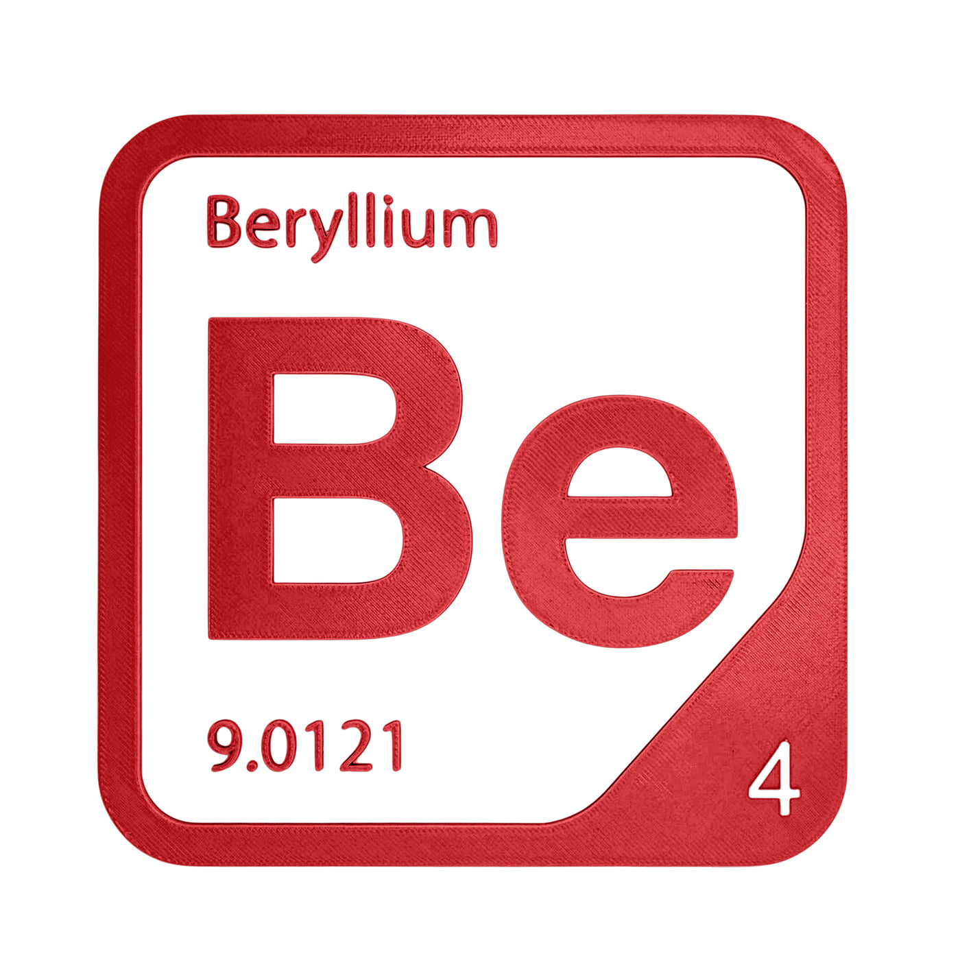 Beryllium periodic table Elemental Tile in Red