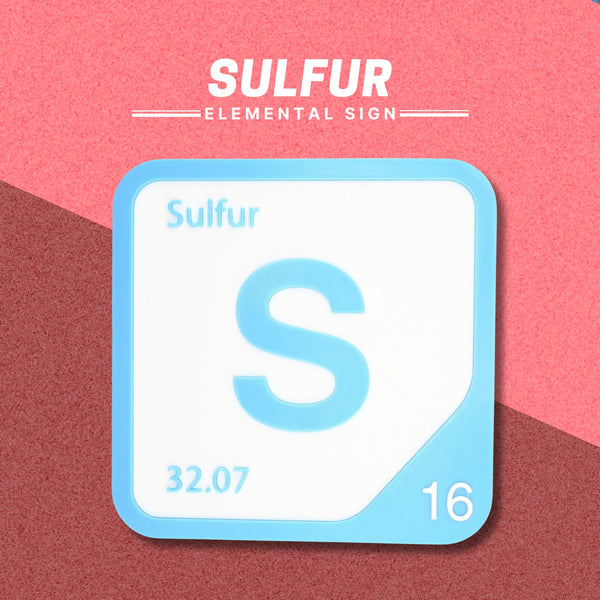 SULFUR Periodic Table Tile – Educational Wall Art for Science Lovers, 5.6 x 5.6 Inches
