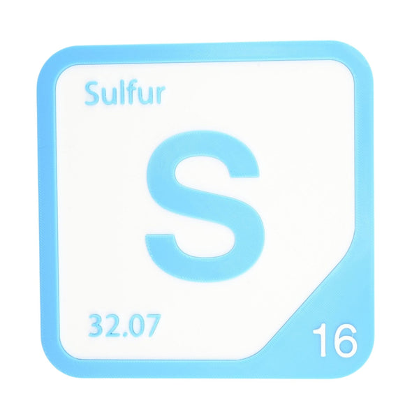 SULFUR Periodic Table Tile – Educational Wall Art for Science Lovers, 5.6 x 5.6 Inches