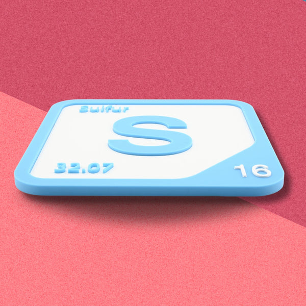 SULFUR Periodic Table Tile – Educational Wall Art for Science Lovers, 5.6 x 5.6 Inches