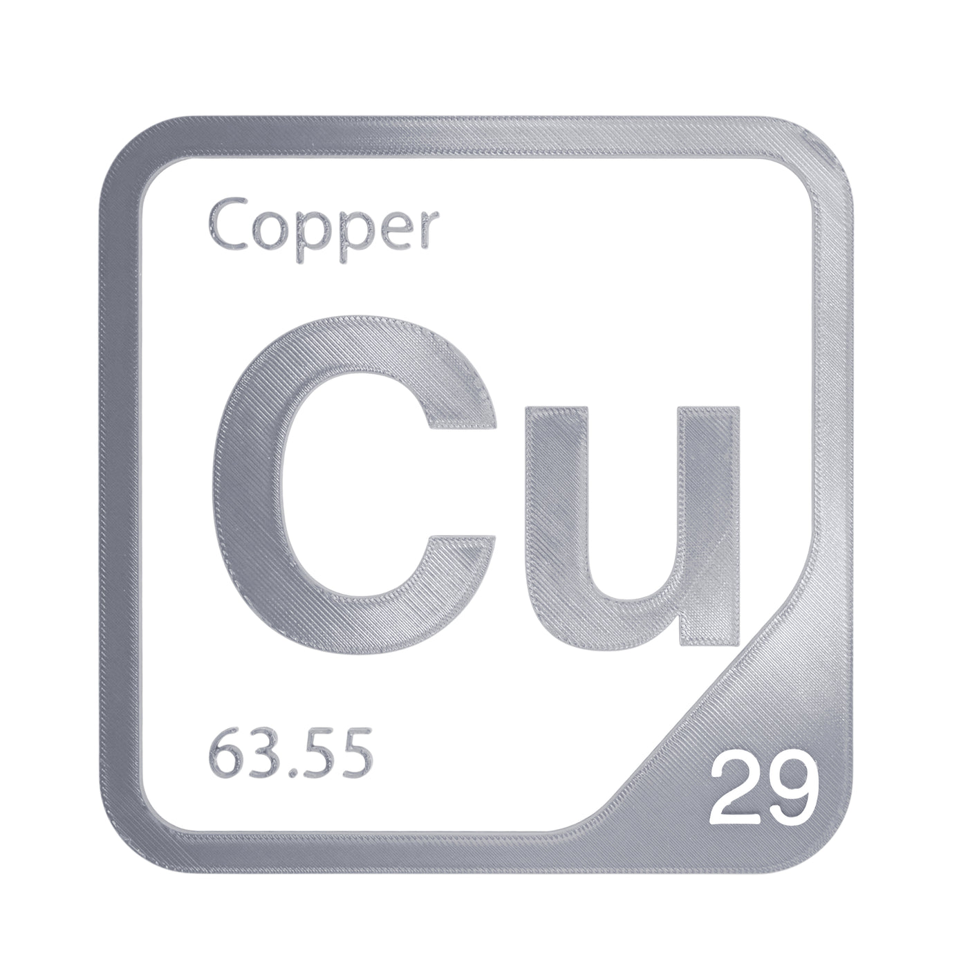 Copper periodic table Elemental Tile in Gray