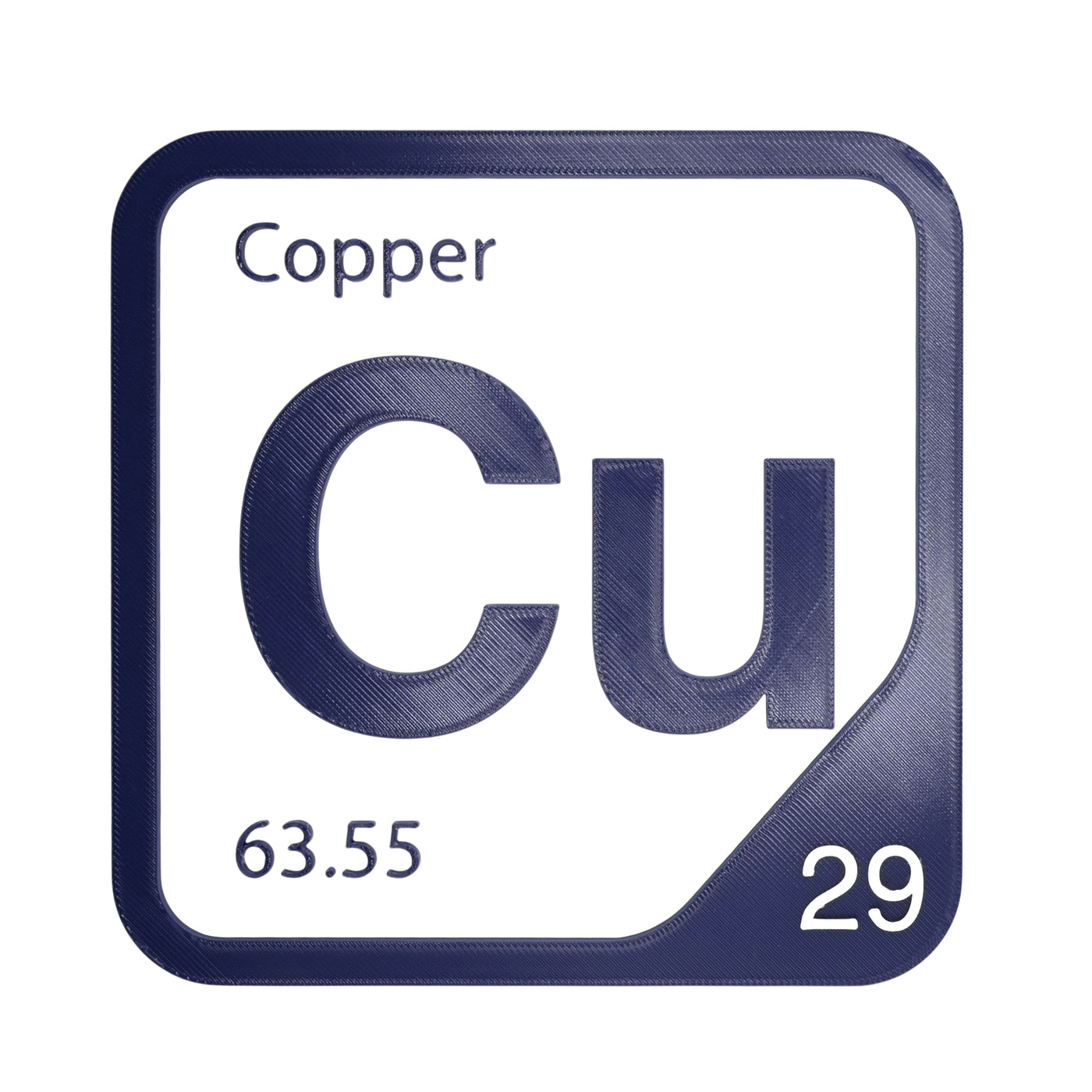 Copper periodic table Elemental Tile in Navy Blue