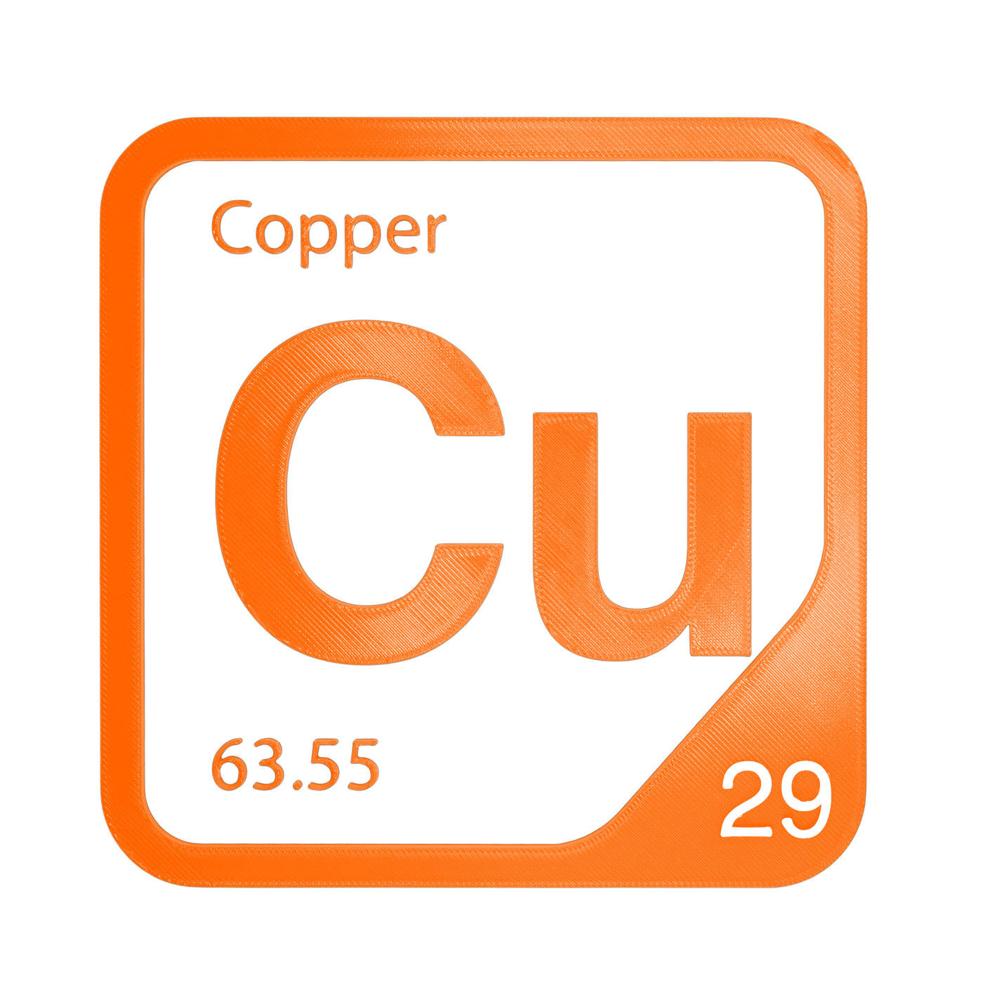 Copper periodic table Elemental Tile in Orange
