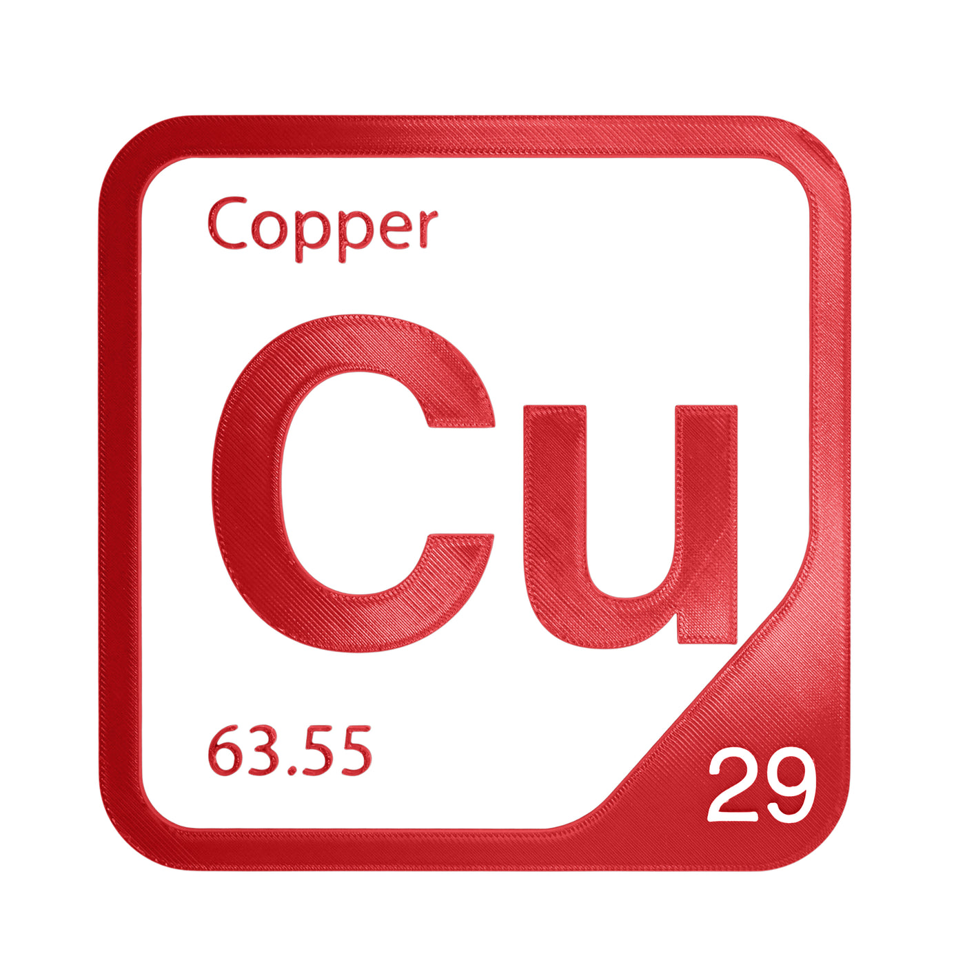 Copper periodic table Elemental Tile in Red