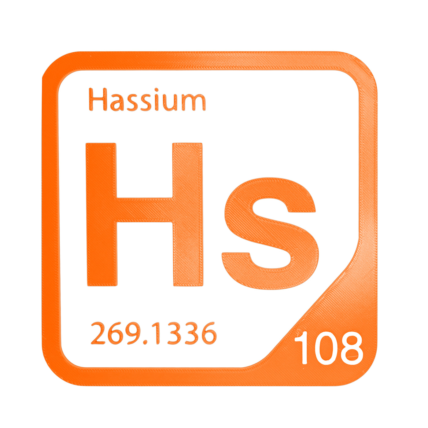 Hassium periodic table Elemental Tile in Orange
