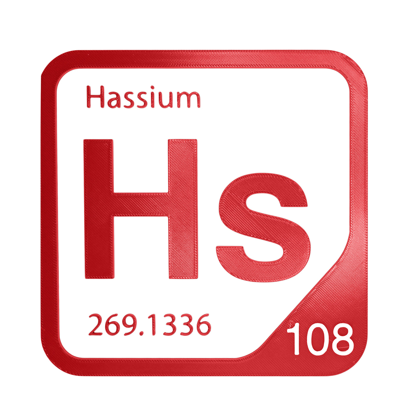 Hassium periodic table Elemental Tile in Red