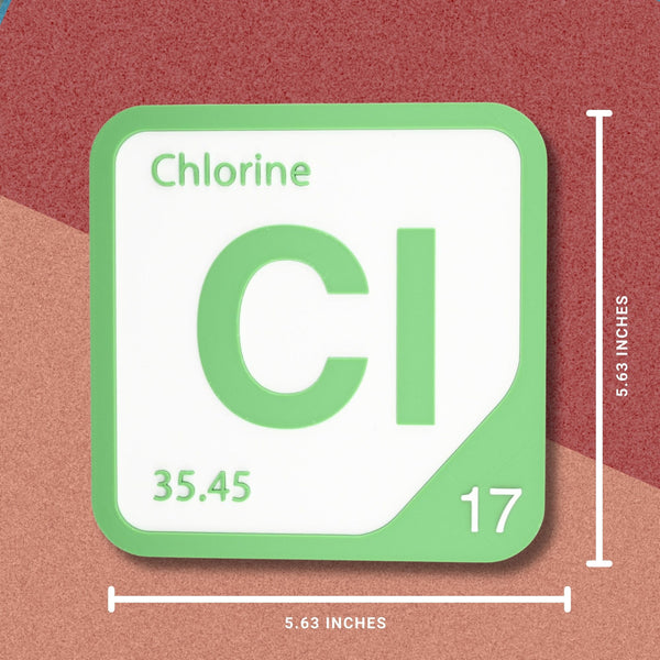 CHLORINE Periodic Table Tile – Educational Wall Art for Science Lovers, 5.6 x 5.6 Inches