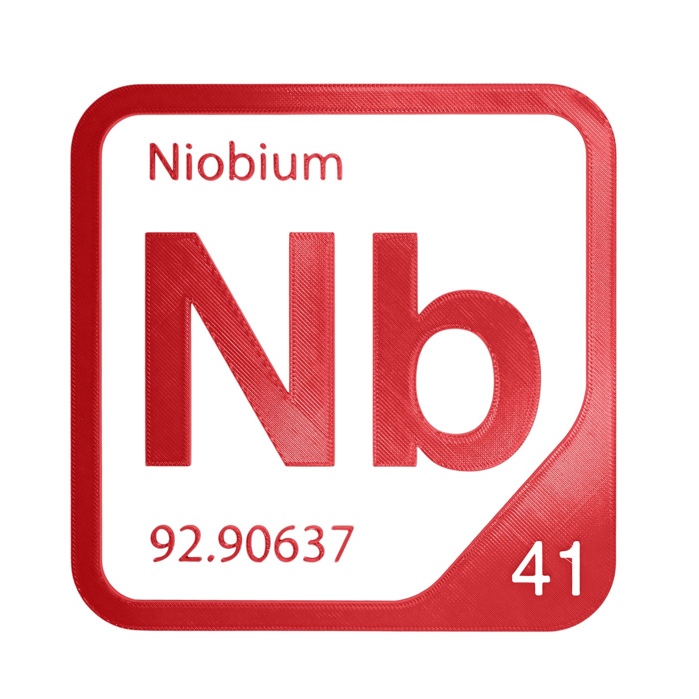 Niobium periodic table Elemental Tile in Red