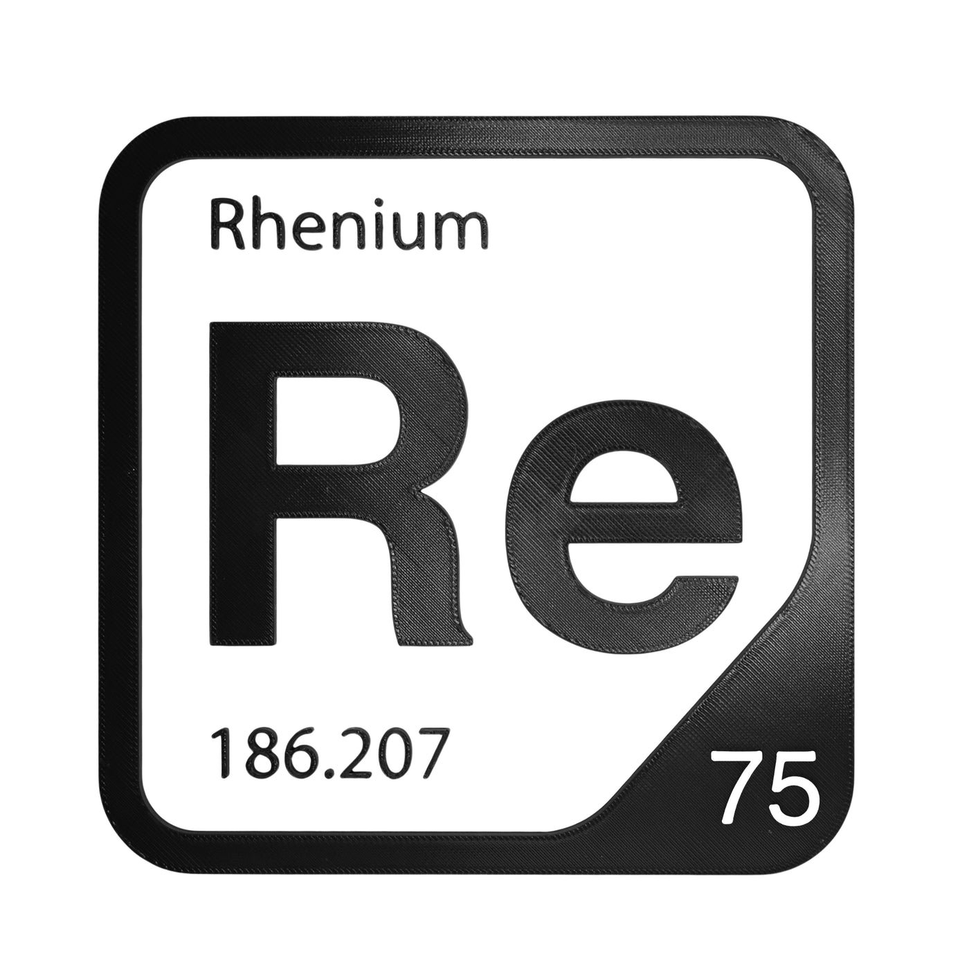 Rhenium periodic table Elemental Tile in Black