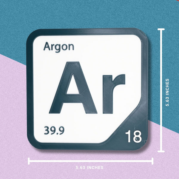 ARGON Periodic Table Tile – Educational Wall Art for Science Lovers, 5.6 x 5.6 Inches